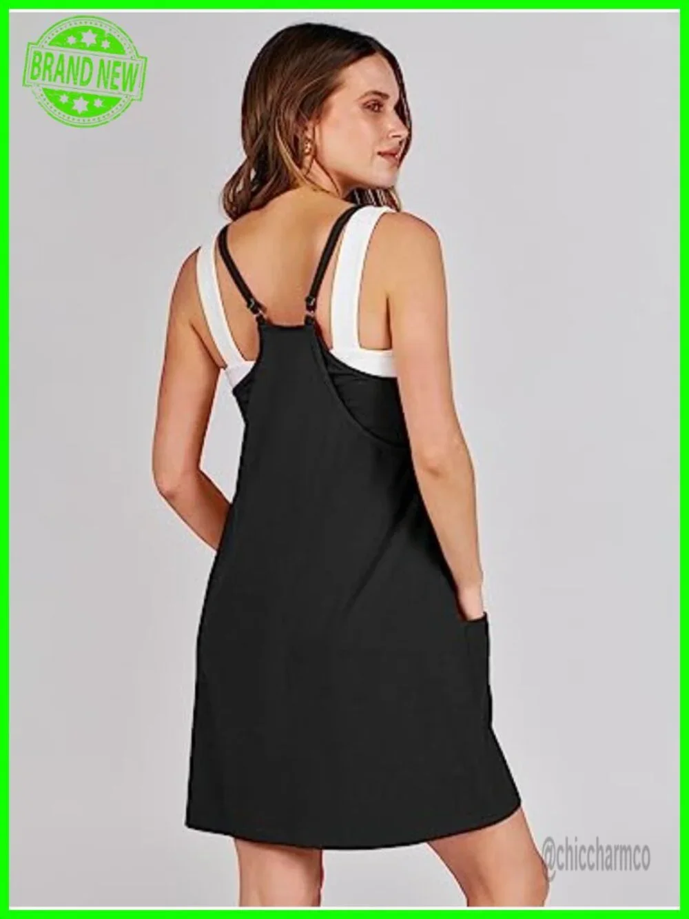 Womens Athletic Tennis Dress with Built-in Shorts and Pockets
